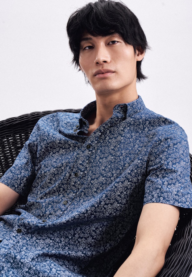 Regular Casual Hemd Druck in Mittelblau |  Seidensticker Onlineshop