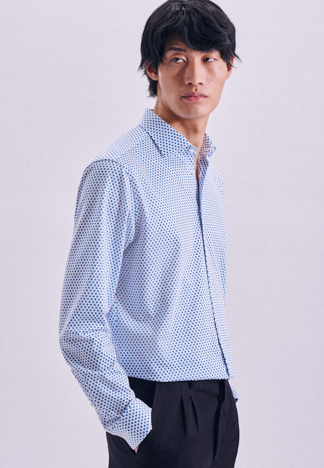 Regular Performancehemd Druck in Türkis |  Seidensticker Onlineshop