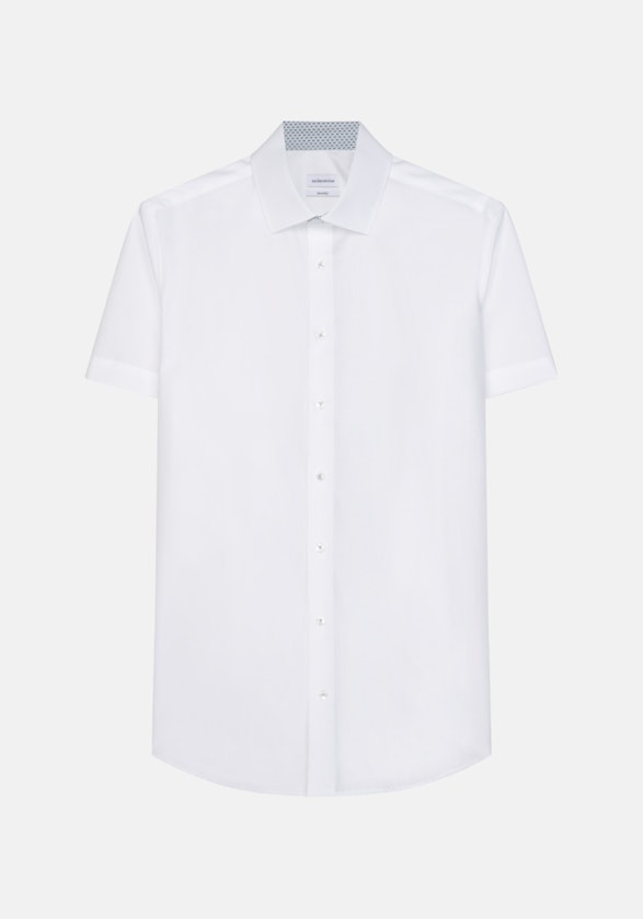 Non-iron Poplin Short sleeve Business Shirt in Shaped with Kent-Collar in White |  Seidensticker Onlineshop