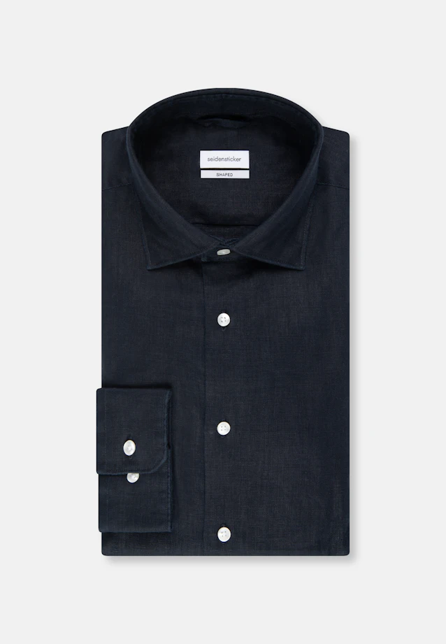 Shaped Linen shirt Uni in Dark Blue |  Seidensticker Onlineshop