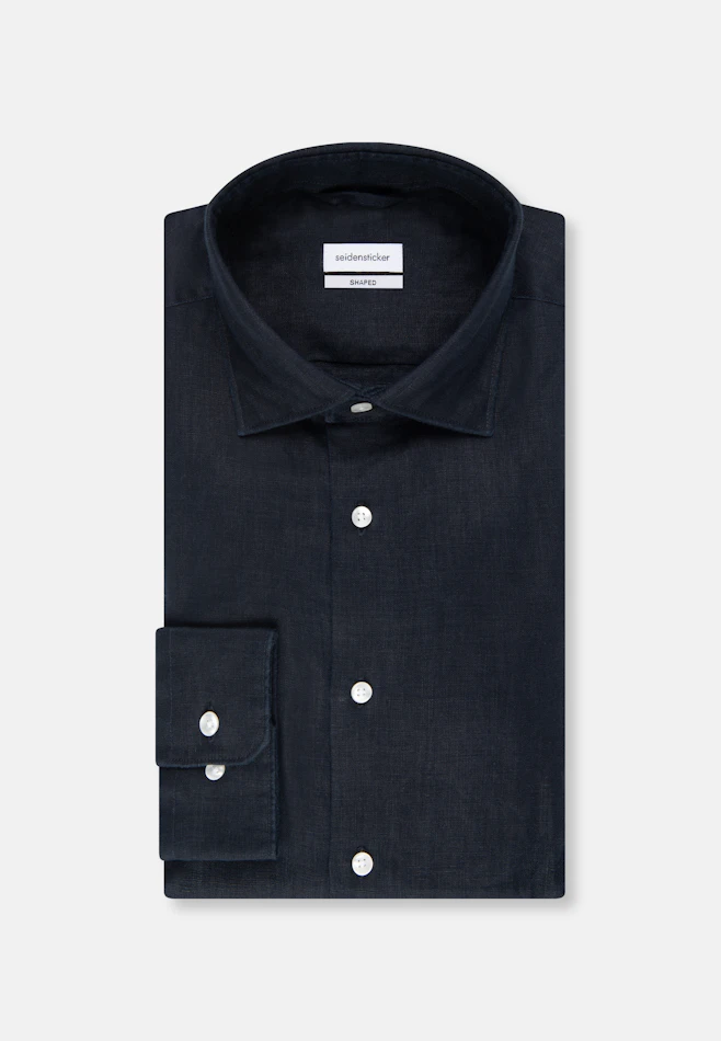 Shaped Leinenhemd Uni in Dunkelblau | Seidensticker Onlineshop