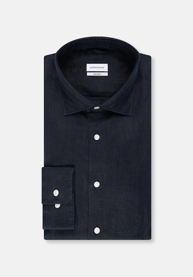 Shaped Chemise en lin Uni dans Bleu Foncé | Boutique en ligne Seidensticker
