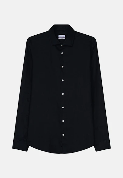 Shaped Chemise en lin Uni in Bleu Foncé |  Seidensticker Onlineshop