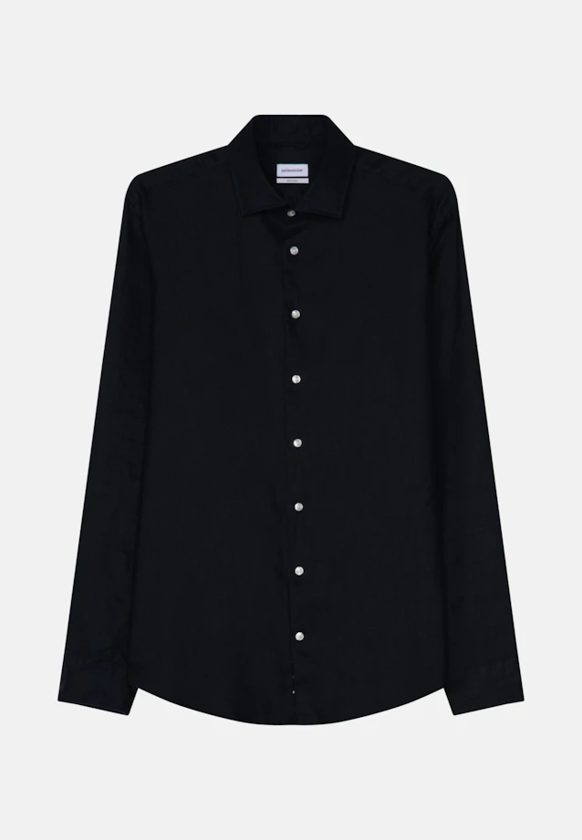 Shaped Linen shirt Uni in Dark Blue |  Seidensticker Onlineshop
