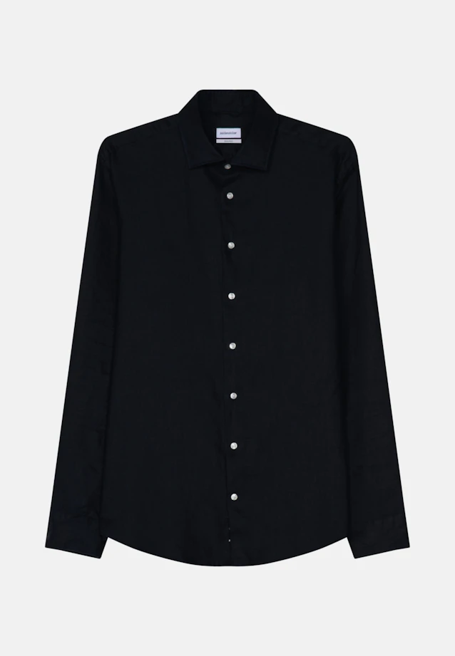 Shaped Linen shirt Uni in Dark Blue |  Seidensticker Onlineshop