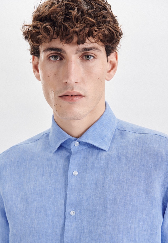Linen shirt in Shaped with Kent-Collar in Light Blue |  Seidensticker Onlineshop