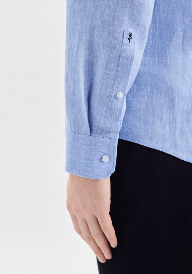 Linen shirt in Shaped with Kent-Collar in Light Blue |  Seidensticker Onlineshop
