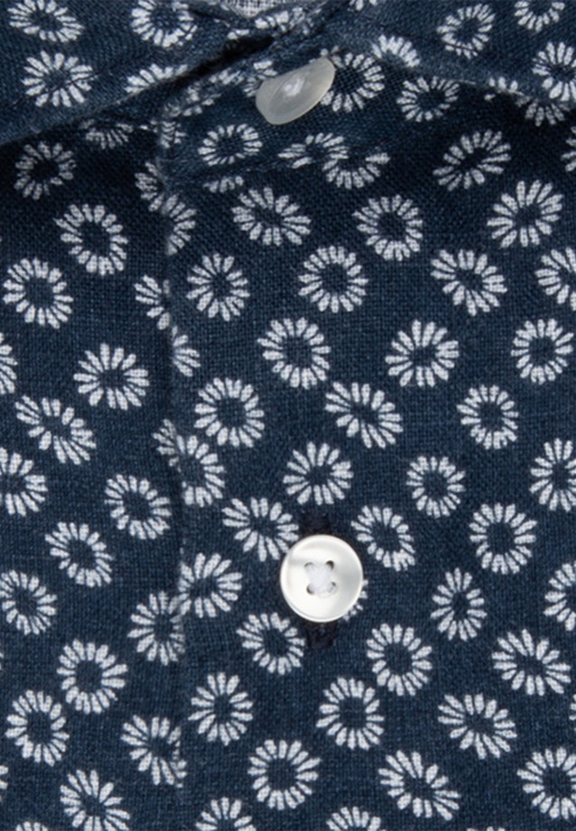Shaped Leinenhemd Druck in Dunkelblau |  Seidensticker Onlineshop