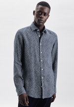 Shaped Leinenhemd Druck in Dunkelblau |  Seidensticker Onlineshop