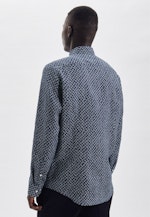 Shaped Leinenhemd Druck in Dunkelblau |  Seidensticker Onlineshop