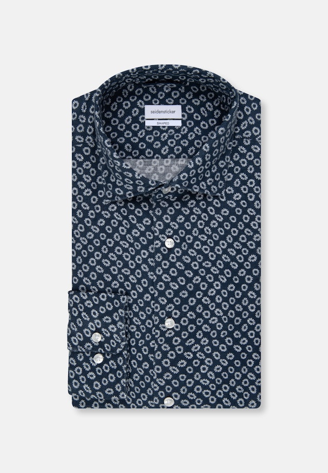 Shaped Leinenhemd Druck in Dunkelblau |  Seidensticker Onlineshop