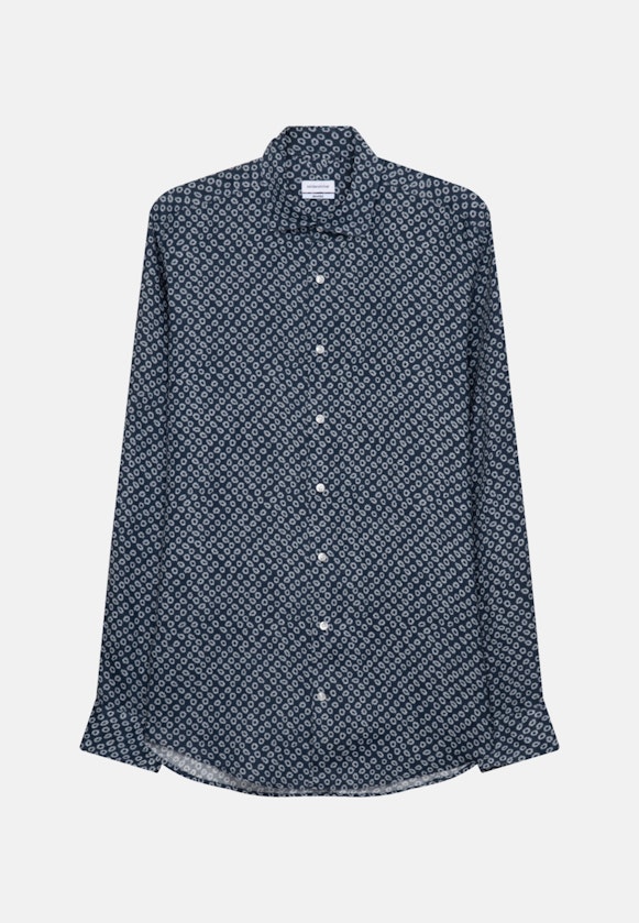 Shaped Leinenhemd Druck in Dunkelblau |  Seidensticker Onlineshop