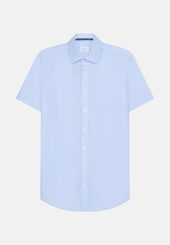 Non-iron Popeline korte arm Business overhemd in Shaped with Kentkraag in Middelmatig Blauw |  Seidensticker Onlineshop