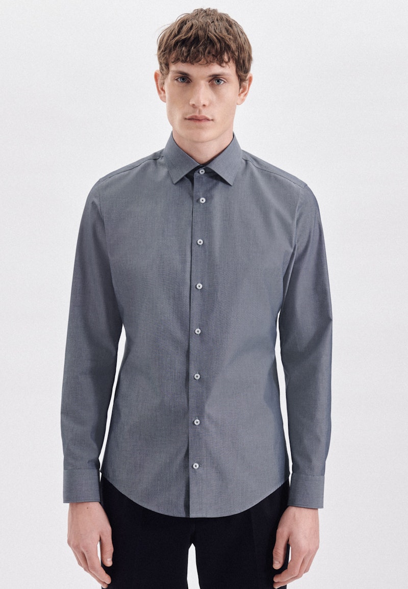 Non-iron Chambray Business Shirt in X-Slim with Kent-Collar