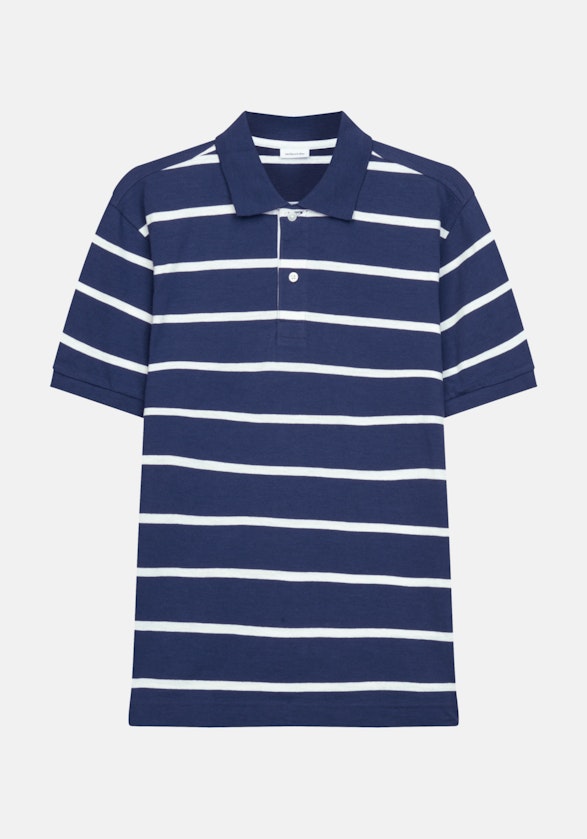 Kraag Polo-Shirt in Middelmatig Blauw |  Seidensticker Onlineshop
