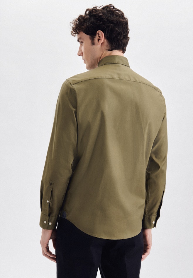 Easy-iron Twill Casual Shirt in Regular with Button-Down-Collar in Green | Seidensticker online shop