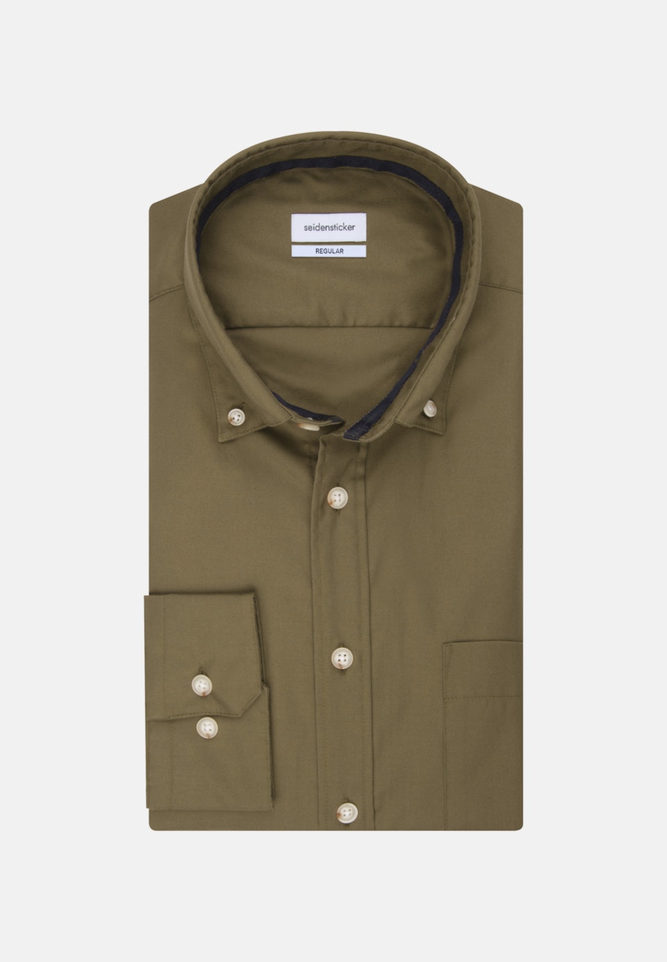 Bügelleichtes Twill Casual Hemd in Regular mit Button-Down-Kragen in Grün |  Seidensticker Onlineshop