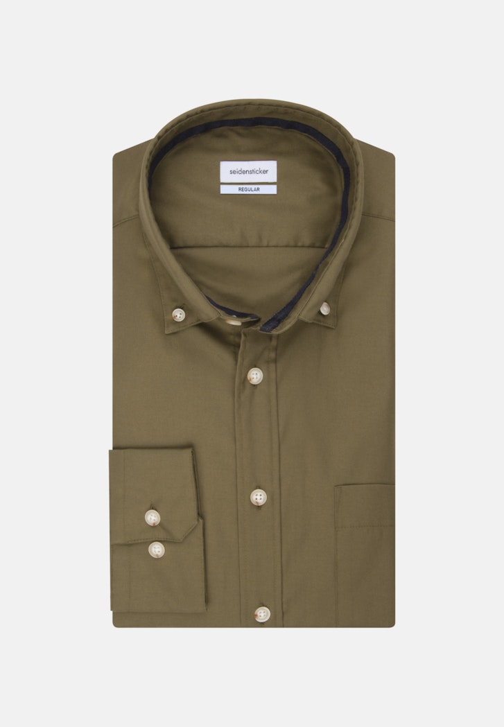 Bügelleichtes Twill Casual Hemd in Regular mit Button-Down-Kragen