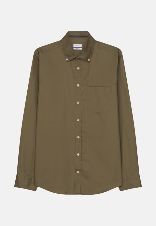 Bügelleichtes Twill Casual Hemd in Regular mit Button-Down-Kragen in Grün |  Seidensticker Onlineshop