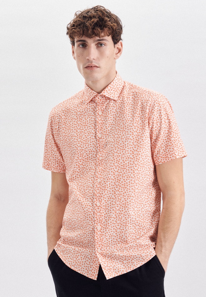 Twill Korte mouwen Casual Shirt in Regular with Kentkraag in Oranje | Seidensticker online winkel