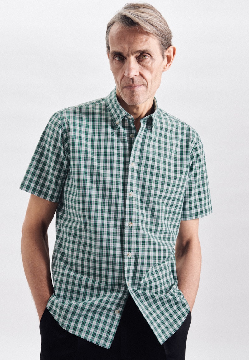 Popeline Casual Hemd in Regular mit Button-Down-Kragen