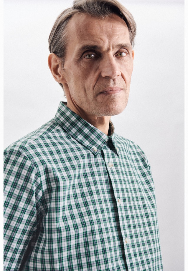 Popeline Casual Hemd in Regular mit Button-Down-Kragen in Grün |  Seidensticker Onlineshop