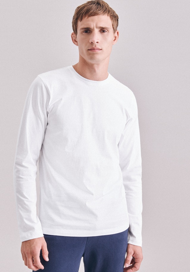 Rundhals Langarmshirt Regular in Weiß | Seidensticker Onlineshop