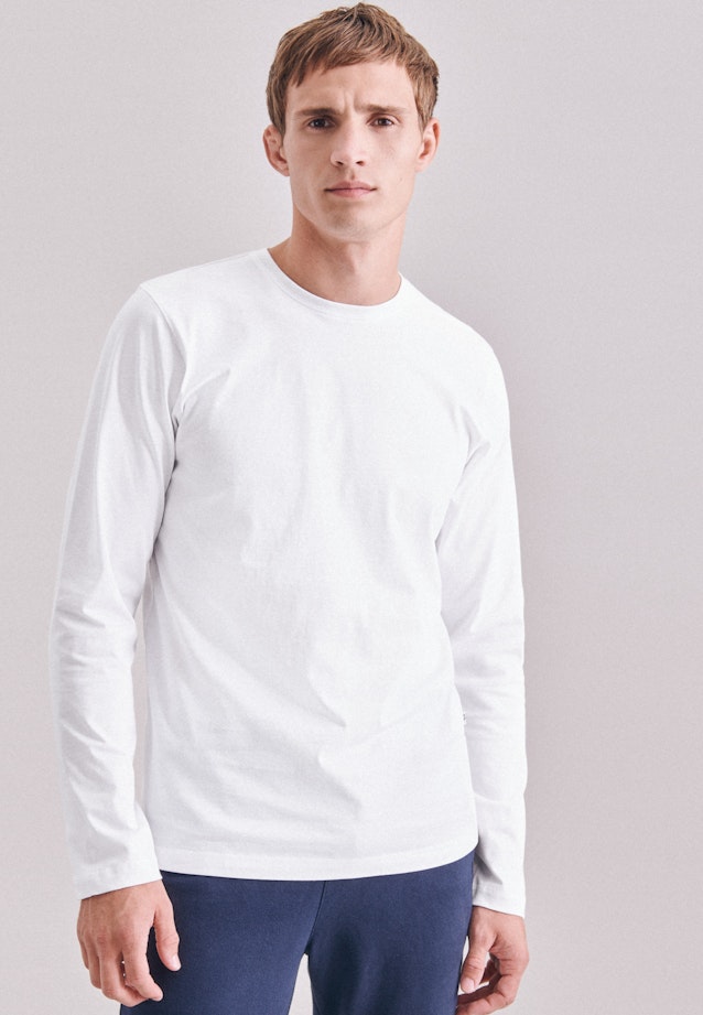 Rundhals Langarmshirt Regular in Weiß |  Seidensticker Onlineshop