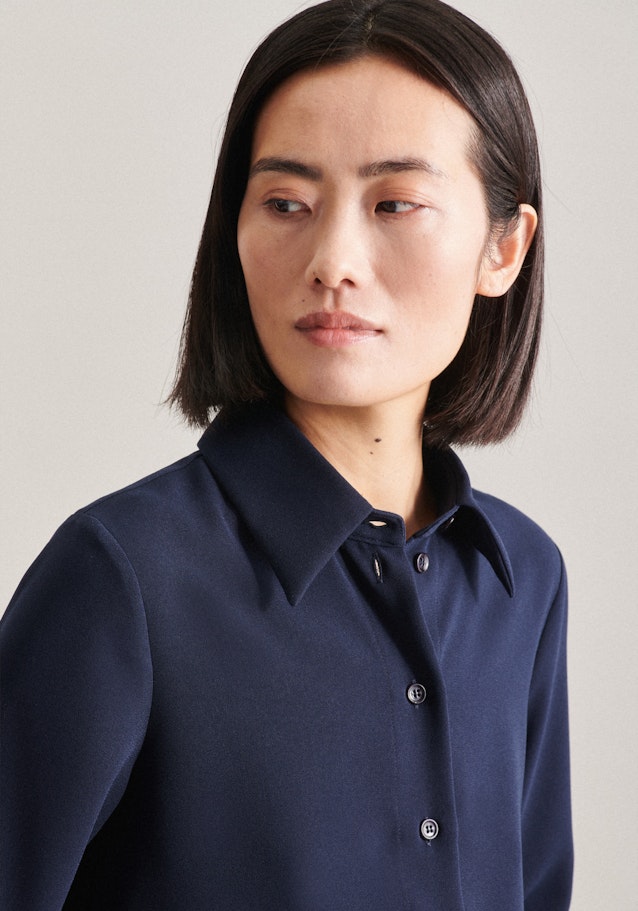 Long sleeve Crepe Shirt Blouse in Dark Blue |  Seidensticker Onlineshop