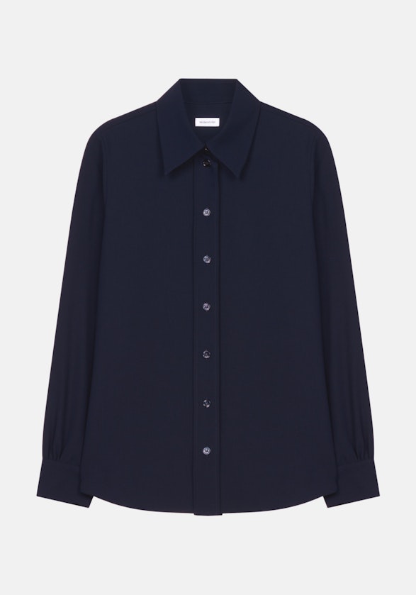 Long sleeve Crepe Shirt Blouse in Dark Blue |  Seidensticker Onlineshop