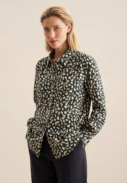 Hemdbluse mit Kräuseldetails aus Viskose regular fit in Grün |  Seidensticker Onlineshop