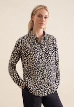 Hemdbluse mit Kräuseldetails aus Viskose regular fit in Dunkelblau |  Seidensticker Onlineshop