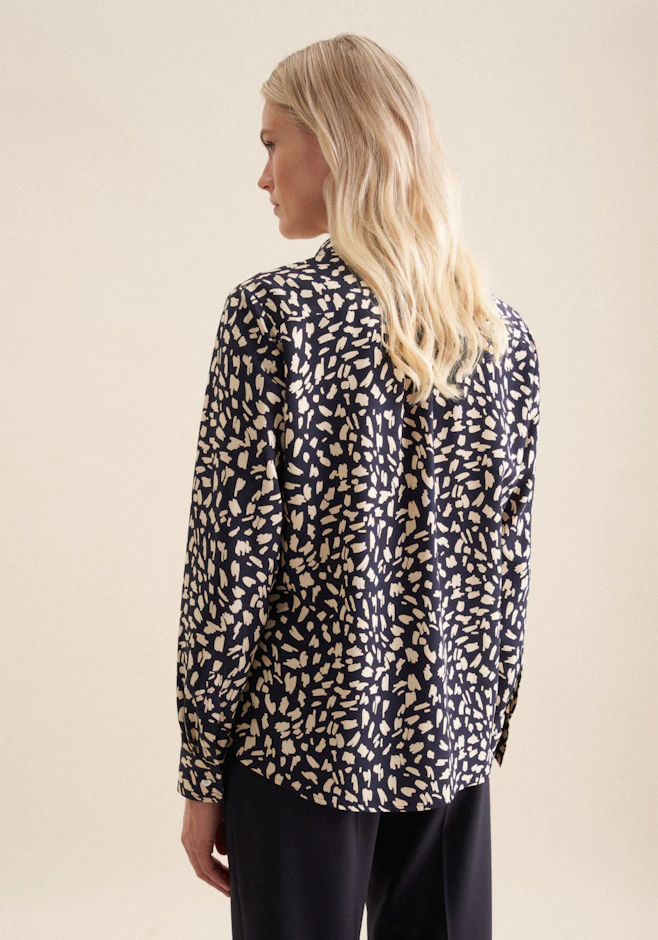 Hemdbluse mit Kräuseldetails aus Viskose regular fit in Dunkelblau | Seidensticker Onlineshop