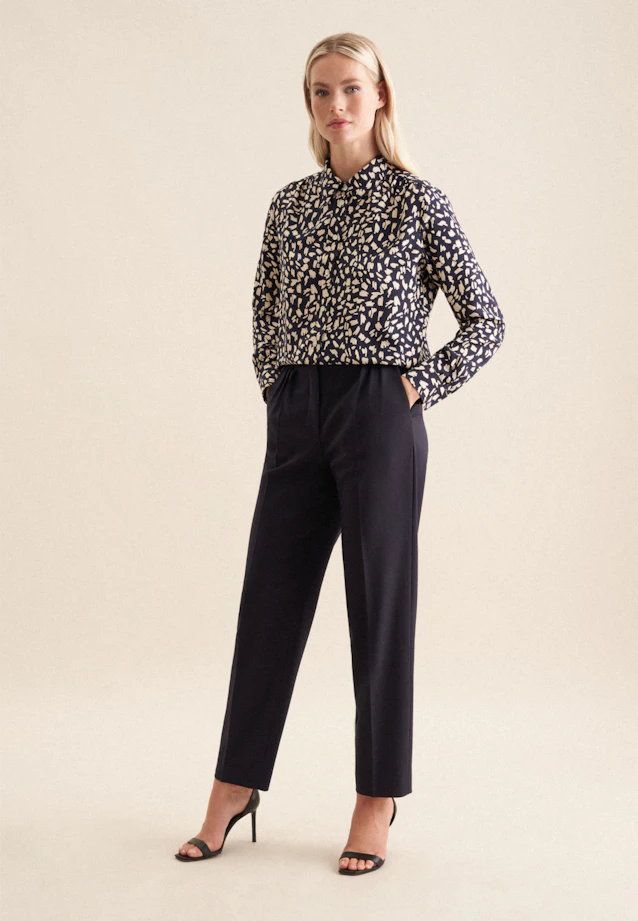 Hemdbluse mit Kräuseldetails aus Viskose regular fit in Dunkelblau |  Seidensticker Onlineshop