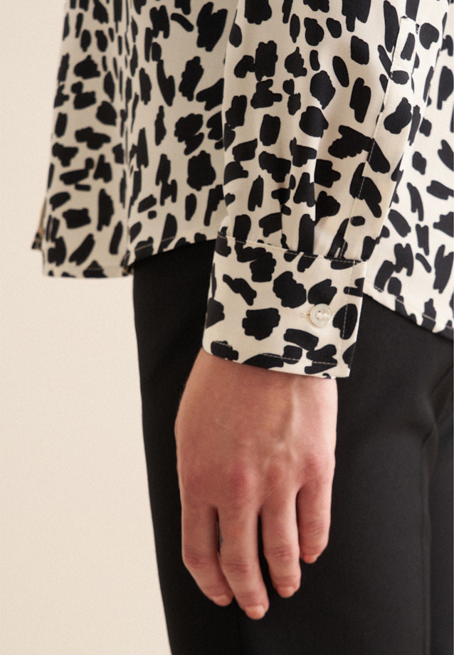 Shirt blouse with ruffled details made of viscose regular fit in Ecru |  Seidensticker Onlineshop