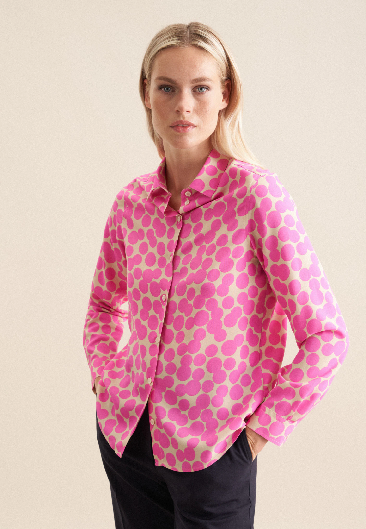 Hemdbluse aus Viskose regular fir Rosa/Pink 40