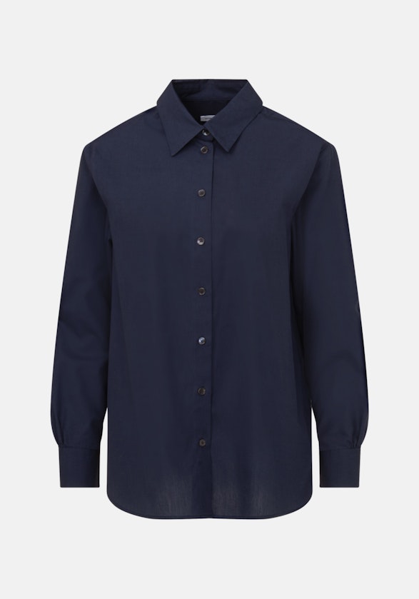 Long sleeve Poplin Shirt Blouse in Dark Blue |  Seidensticker Onlineshop