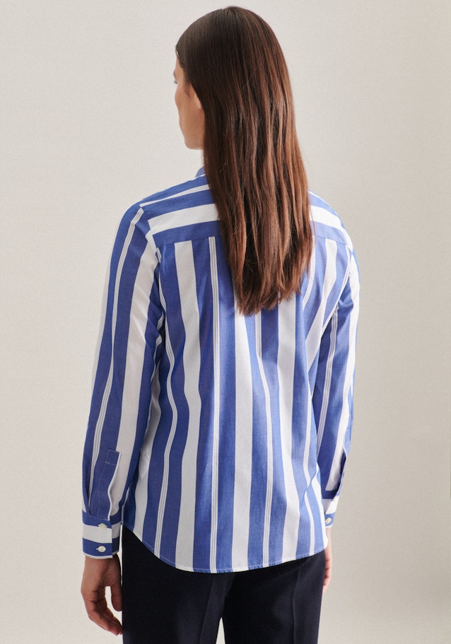 Lange mouwen Popeline Shirtblouse in Middelmatig Blauw |  Seidensticker Onlineshop