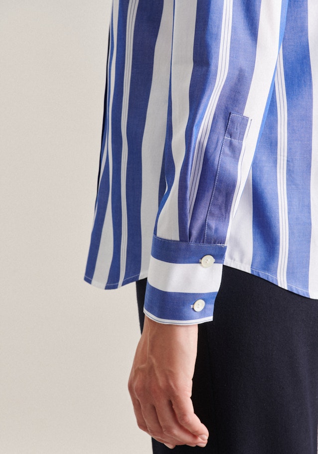 Long sleeve Poplin Shirt Blouse in Medium Blue |  Seidensticker Onlineshop