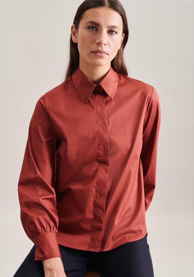 Long sleeve Poplin Shirt Blouse in Brown |  Seidensticker Onlineshop
