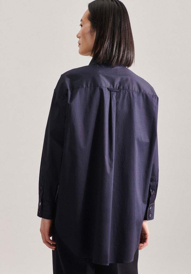Long sleeve Twill Long Blouse in Dark Blue |  Seidensticker Onlineshop