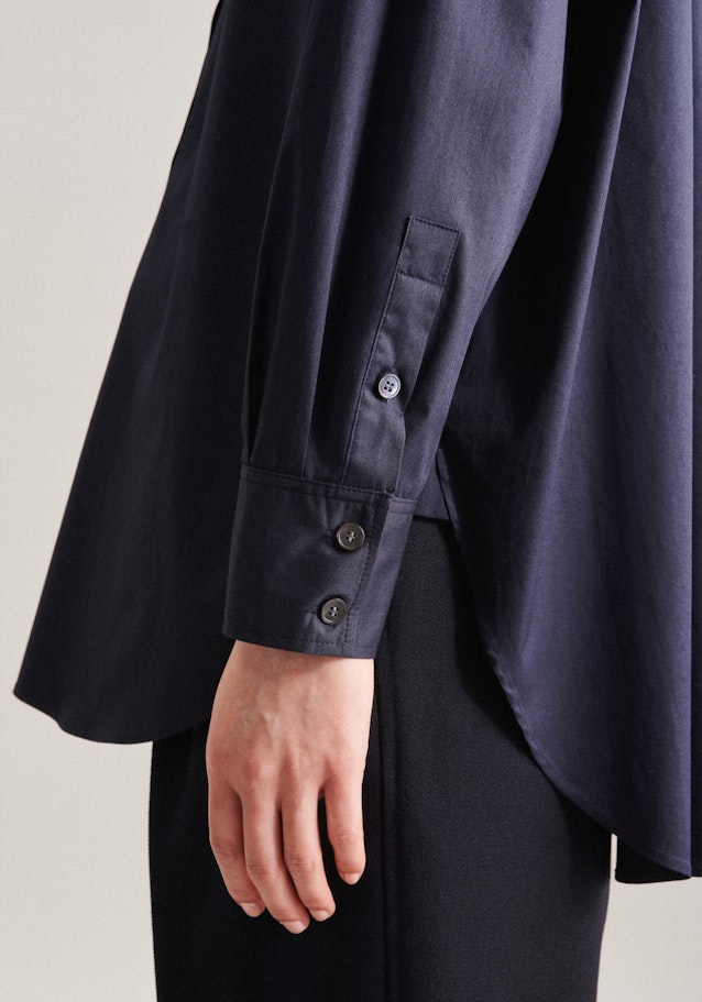 Long sleeve Twill Long Blouse in Dark Blue |  Seidensticker Onlineshop