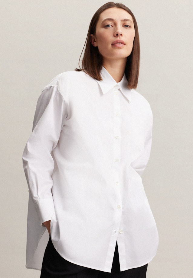 Long sleeve Twill Long Blouse in White | Seidensticker Onlineshop