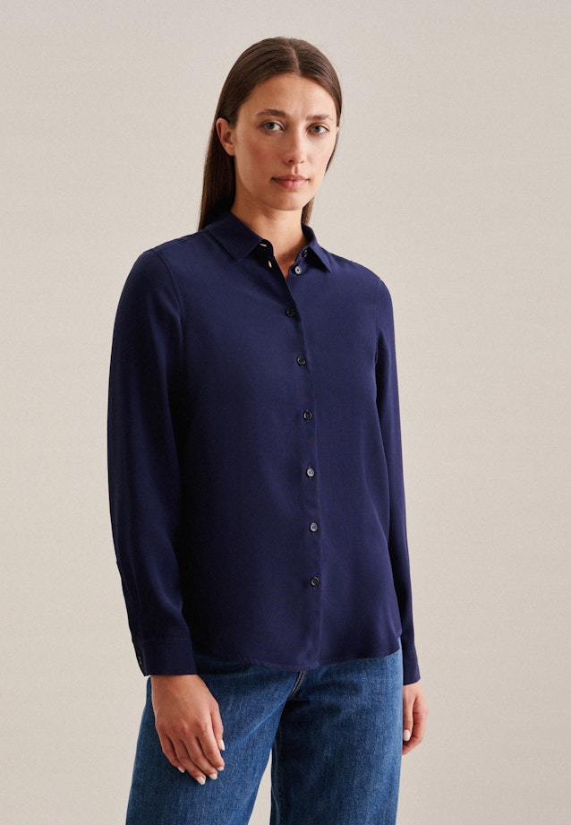 Long sleeve Poplin Shirt Blouse in Dark Blue |  Seidensticker Onlineshop