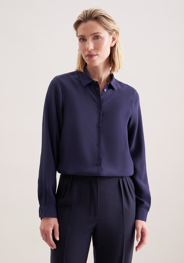 Hemdbluse aus Viskose regular fit in Dunkelblau | Seidensticker Onlineshop