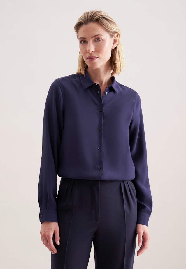 Hemdbluse aus Viskose regular fit in Dunkelblau |  Seidensticker Onlineshop