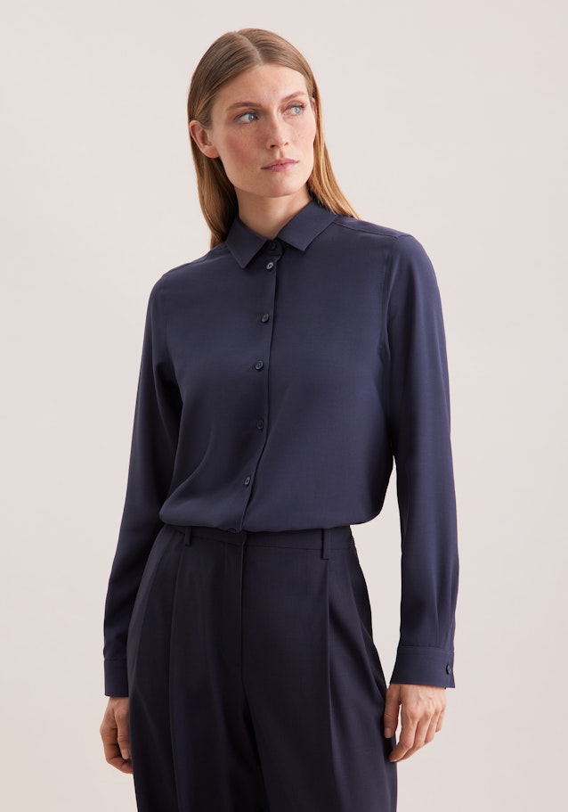 Hemdbluse aus Viskose regular fit in Dunkelblau | Seidensticker Onlineshop