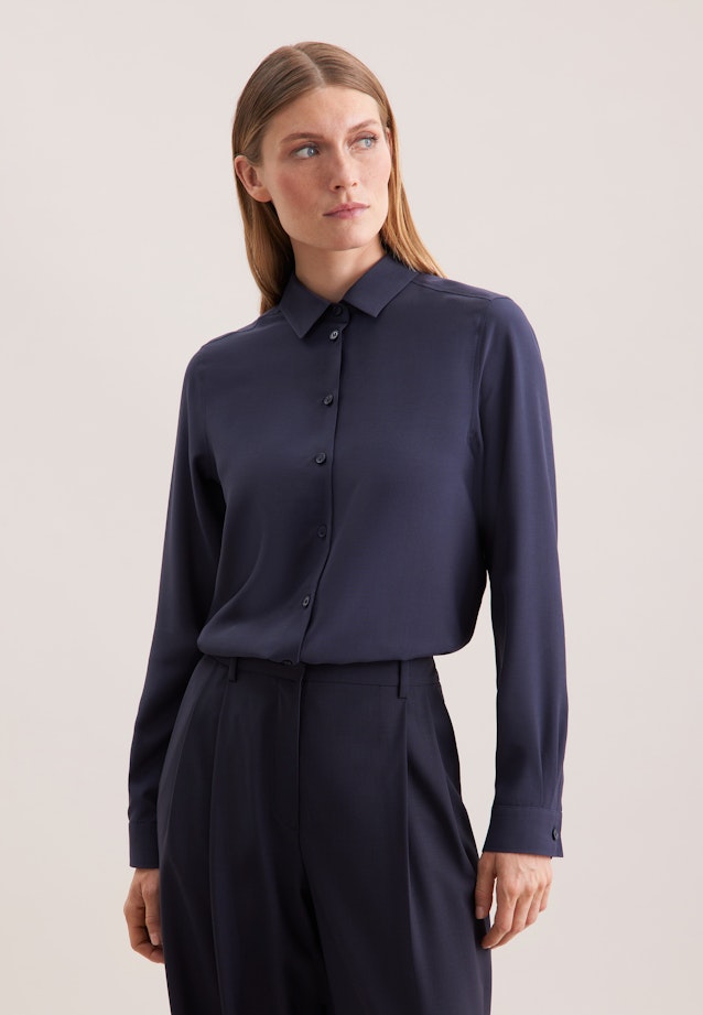 Hemdbluse aus Viskose regular fit in Bleu Foncé |  Seidensticker Onlineshop