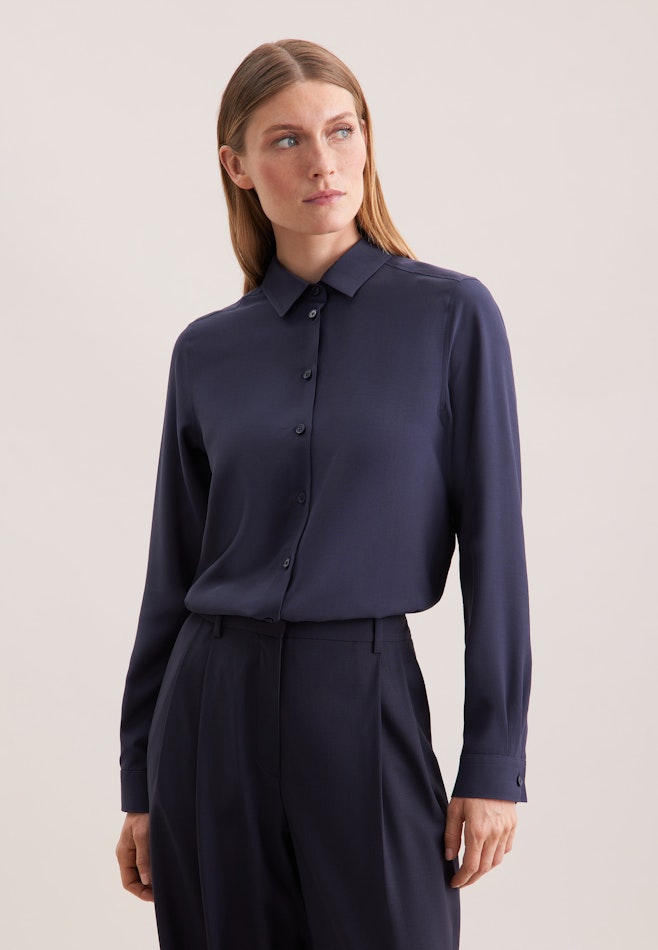 Hemdbluse aus Viskose regular fit in Dunkelblau | Seidensticker Onlineshop