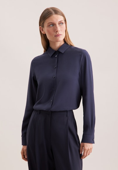Hemdbluse aus Viskose regular fit in Dunkelblau |  Seidensticker Onlineshop